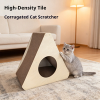 Tempat Garukan Kucing Bentuk Segitiga Mewah, Rumah Kayu Estetis, Meja Samping Sofa, Tempat Garukan Kucing dari Karton