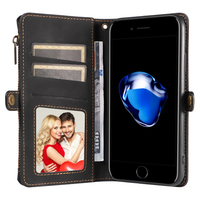 Dompet Kulit PU untuk iPhone 16E, 9 Slot Kartu + Kantong Koin Ber-resleting, Penyangga, Pemblokir RFID, 360 °   Perlindungan