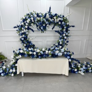 Gapura Bunga Hati Buatan Tangan dari Sutra Lembut, Dekorasi Bunga Mewah Biru Putih untuk Pernikahan, Thanksgiving, dan Hari Valentine - Product Image 5