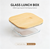 Boîte repas en verre de 1200 ml compatible micro-ondes, hermétique, pour la conservation des aliments, idéale pour les trajets quotidiens, le bureau et la maison
