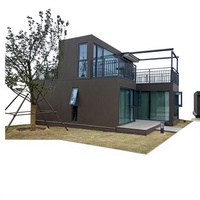 Maison modulaire en acier léger, toit triangulaire, résidence permanente, intérieur luxueux, structure à deux étages avec grenier