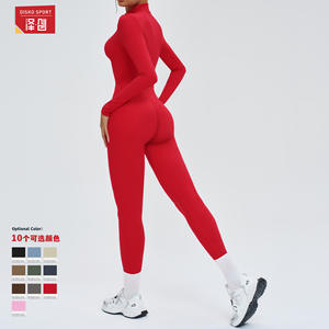 Traje de Yoga Elástico en Cuatro Direcciones para Mujer Disko Sport, Color Sólido, Cierre de Cremallera de un Cuarto, Ajuste Ceñido, Ropa Deportiva CLT8306 - Product Image 4