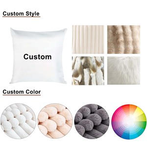 Housse de coussin en flanelle super douce et luxueuse, personnalisée en gros, avec rayures en fausse fourrure de <span class=keywords><strong>lapin</strong></span>, pour la décoration intérieure - Product Image 4