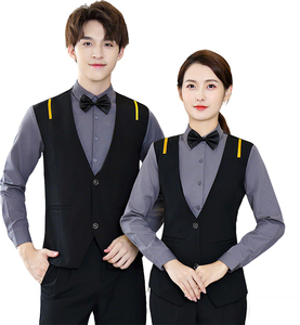 Uniforme professionnel pour le personnel de l'hôtellerie, du bar, du karaoké, des serveurs, de la restauration, filles à manches longues, vêtements de travail, gilets pour hommes - Product Image 1