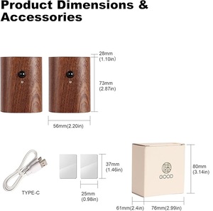 2 uds enlace inducción madera noche luces USB recargable inalámbrico LED lámpara de pared dormitorio cocina pasillo escalera Luz - Product Image 3