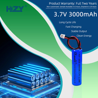 Batterie cylindrique au lithium HiZY 18650 3.7V 3000mAh rechargeable avec protection PCM, connecteur, cathode LiCoO2, durée de vie de 500 cycles pour