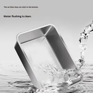 Extra Grote Top-Entry Semi-Gesloten Kattenbak 20l Binnenste Zandbestendige Kat Wc Spatwaterdicht Deksel Gemakkelijk Schoon Te Maken Roestvrij Staal - Product Image 3