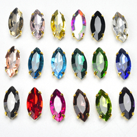 Oeil de cheval coloré en cristal pour femmes, strass cousus avec griffe or, cristal plat, Navette diamant pour bijoux, vêtements, chaussures, accessoires