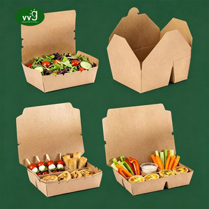 Boîte <span class=keywords><strong>à</strong></span> lunch pliable en papier kraft biodégradable VVG OEM ODM empilable, conteneur jetable pour salade, <span class=keywords><strong>sushi</strong></span>, bento, collation, repas - Product Image 1