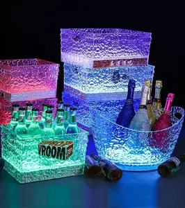 Enfriador de cerveza LED con cambio de colores RGB luminoso, cubo de hielo con luz LED para 24 cervezas