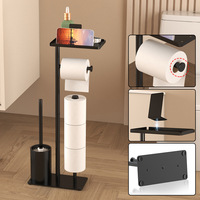 D5731 Support de papier toilette multifonctionnel sur pied en acier inoxydable avec étagère de rangement pour salle de bain – Vente en gros