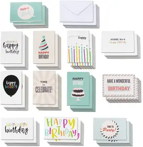 Открытка на день рождения для детей, поздравительные открытки, праздничное украшение, подарок, 4 цвета с принтом