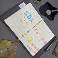 Carnet à anneaux en métal 2026, 6 anneaux, en cuir PU, personnalisable, journal/agenda