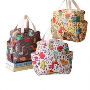 Dinosaur Cloth Lunch Bag Large Capacity Insulated Zipper Closure Eco-Friendly Water Resistant Portable <b>Handbag</b> for <b>Kids</b> School - Product Image 2