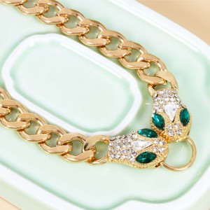 Collier Haut de Gamme pour Femme, Tête de Serpent Incrustée, Design de Luxe, Chaîne Maillons, Motif Géométrique, en Alliage - Product Image 3