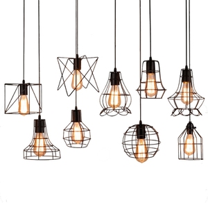 Lampadario a sospensione industriale vintage americano retrò in ferro battuto nero a 3 teste, dimmerabile, per caffetteria - Product Image 5