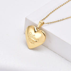 Изысканный 18K позолоченное ожерелье из нержавеющей стали I Love You фоторамка медальон, стильный элегантный кулон "Сердечко" сублимации ювелирных изделий Blanks футболки для девочек - Product Image 3