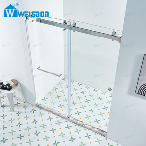باب دش زجاجي مزدوج منزلق بدون إطار من الفولاذ المقاوم للصدأ مع زجاج مقوى عالي الجودة من ويسدون - Product Image 2
