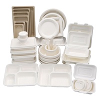 Ensemble de vaisselle jetable en papier compostable résistant à l'eau et à l'huile, de qualité supérieure, avec couverts et gobelets