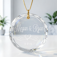 Adorno de Cristal Transparente Facetado Redondo, Recuerdo de Boda Personalizado con Nombre de Pareja, Decoración