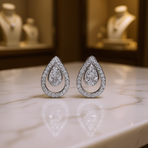 Pendientes de Diamantes Mon Amour en Oro Blanco, Corte Pera, Color G, Naturales, Clásicos, para Boda, Joyería para Mujer - Product Image 2