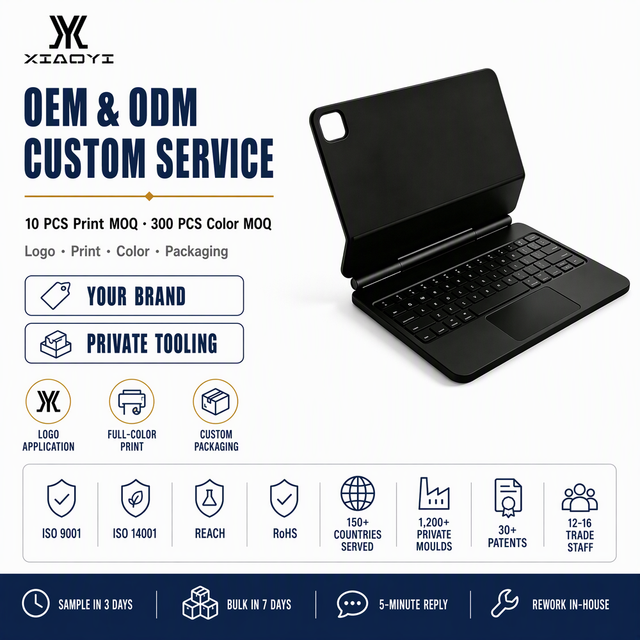 Quiet Scissor Switch Keys, Leather-Look Keyboard Case with Touch Pad, LED Backlight, Type-C Port, Foldable Bracket for ipad