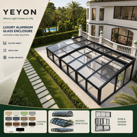 Yeyon 2026 OEM Portes pliantes télescopiques pour véranda, cadre en aluminium, toit en arche, double vitrage, pour patio extérieur et maison en verre