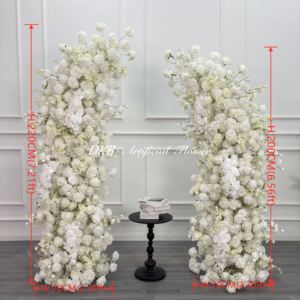 ซุ้มดอกไม้สีขาวแบบกำหนดเองสำหรับตกแต่งงานแต่งงาน โรงแรม ประตูทางเข้า ตกแต่งทางเดินดอกไม้ - Product Image 2