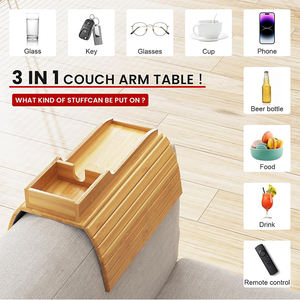 LG Factory Wholesale sofá consola portavasos organizador Buddy couchbar sofá reposabrazos bandeja bocadillo bambú sofá portavasos bandeja - Product Image 2