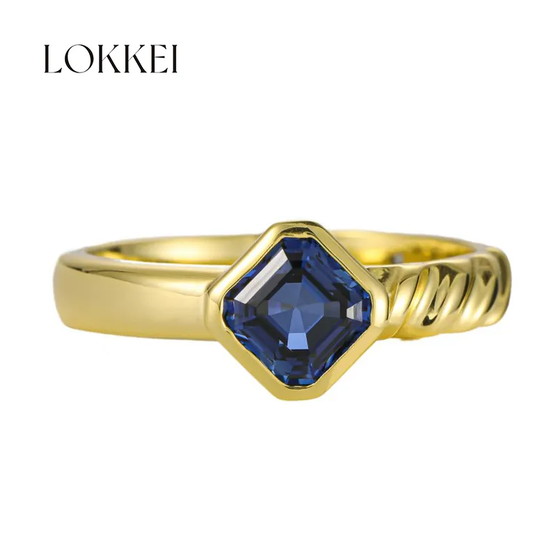 Sterling Silver 925 Jewellery Fashion Gold Plated Lab Grown Sapphire Ring Gemstone Manufacturer Wholesale Price