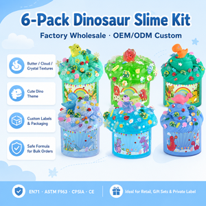 Kit de Slime de Dinosaurios (Paquete de 6) con Texturas de Nube de Mantequilla y Cristal, Colores Personalizados, Etiquetas y Accesorios para Pedidos al por Mayor B2B OEM - Product Image 2