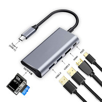 USB C Transfer Hub 6 in 1 ke 2 port USB 3.0 PD SD/TF dan Hdm USB Hub untuk Laptop MacBook Flash Drive