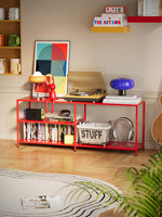 Étagère de rangement simple sur pied, meuble TV mural de salon en fer forgé antique avec étagère de présentation aux couleurs contrastées