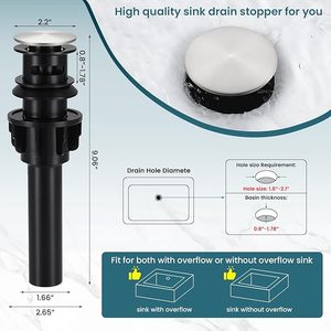 Grifo de baño de cascada-Manija única moderna, se adapta a lavabos de <span class=keywords><strong>1</strong></span> o 3 orificios, con cubierta, drenaje emergente y mangueras de suministro - Product Image 5