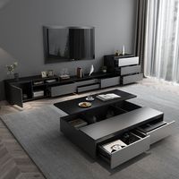 Prix bas, vente chaude, qualité d'usine, ensemble de meubles de salon modernes en bois avec support TV réglable et table basse