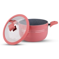 Set Peralatan Masak Granit Anti Lengket Warna Pink Terlaris, Panci Keramik Berlapis
