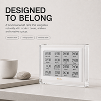 Reloj Mundial Acrílico Kylendar de 7.5 Pulgadas con 16 Ciudades y Múltiples Zonas Horarias, Calendario Digital de Escritorio con Pantalla E-Paper para Decoración de Oficina y Hogar