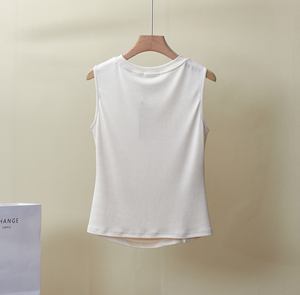 Canotte Casual da Donna con Scollo a O in Tessuto Acetato Traspirante con Bottoni Dorati - Product Image 2