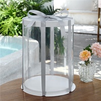 Boîtes à gâteaux transparentes cylindriques blanches personnalisées pour anniversaire et mariage, design simple et élégant