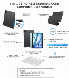 Clavier magique de haute qualité en gros, OEM ODM, pour iPad Pro 12,9 pouces 6e/5e/4e/3e génération, vue ininterrompue, Laudtec - Product Image 6