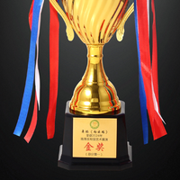 Trophée d'artisanat en métal de modèle de vague d'eau d'approvisionnement d'usine pour des coupes de trophées de sport et de jeux de tasse de trophée en métal de grande oreille de Chine