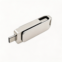 Unidad Flash USB Metálica Giratoria 2 en 1 de Gran Capacidad, 16GB/32GB/64GB/128GB, USB 2.0/3.0 OTG Tipo-C, Garantía de 2 Años