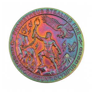 Moneda Conmemorativa de 1 oz en Cobre Fino .999 con Técnica de Estampado e Impresión UV, Diseño de Prometeo Robando el Fuego, Símbolo Griego de Protección de Medusa - Product Image 2