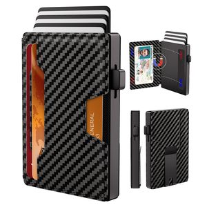 <b>Men's</b> Bi-Fold <b>Wallet</b> <b>Black</b> Carbon Fiber Design Magnetic Closure Slim Money Clip Everyday Use - Product Image 1