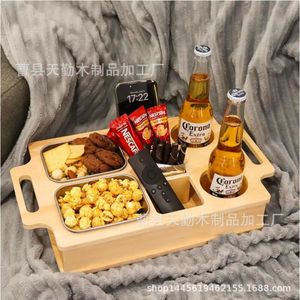 Cross-border sofa snack box, solid wood desktop divider fruit <b>rack</b>, beer remote control creative storage box - Product Image 1