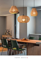 Lustre suspendu en rotin tressé fait main pour salle à manger et bar