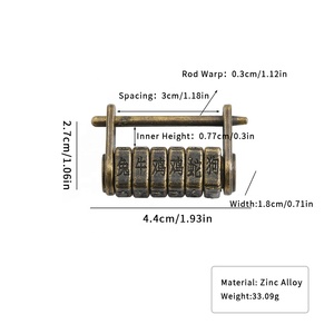 Serrure de meuble en alliage de zinc de style antique, texte ancien, mot de passe, design rétro à cinq roues, <span class=keywords><strong>clé</strong></span> standard, utilisation en chambre à coucher, école - Product Image 3
