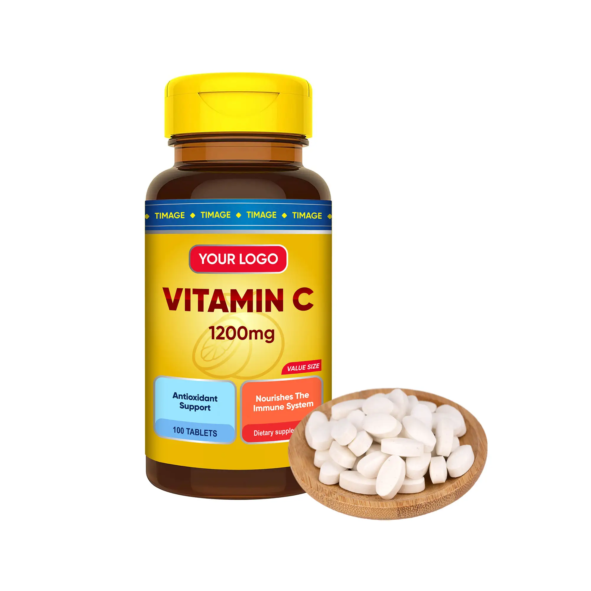 Private Label Supplement Vitamine C Tabletten Voor De Huid Bleken 1000Mg Bulk