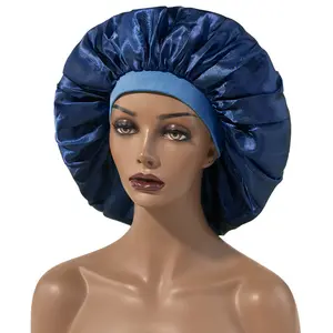 Logo Customized Solid Women Night Sleep Cap Extra Large Soft Hair Satin Bonnet Hats ForLadies