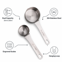 Tasse à mesurer en acier inoxydable Harmony, 1/3 tasse (80 ml | 2.7 oz | 80 cc) 30ml tasse à mesurer en métal pour la cuisine et la pâtisserie